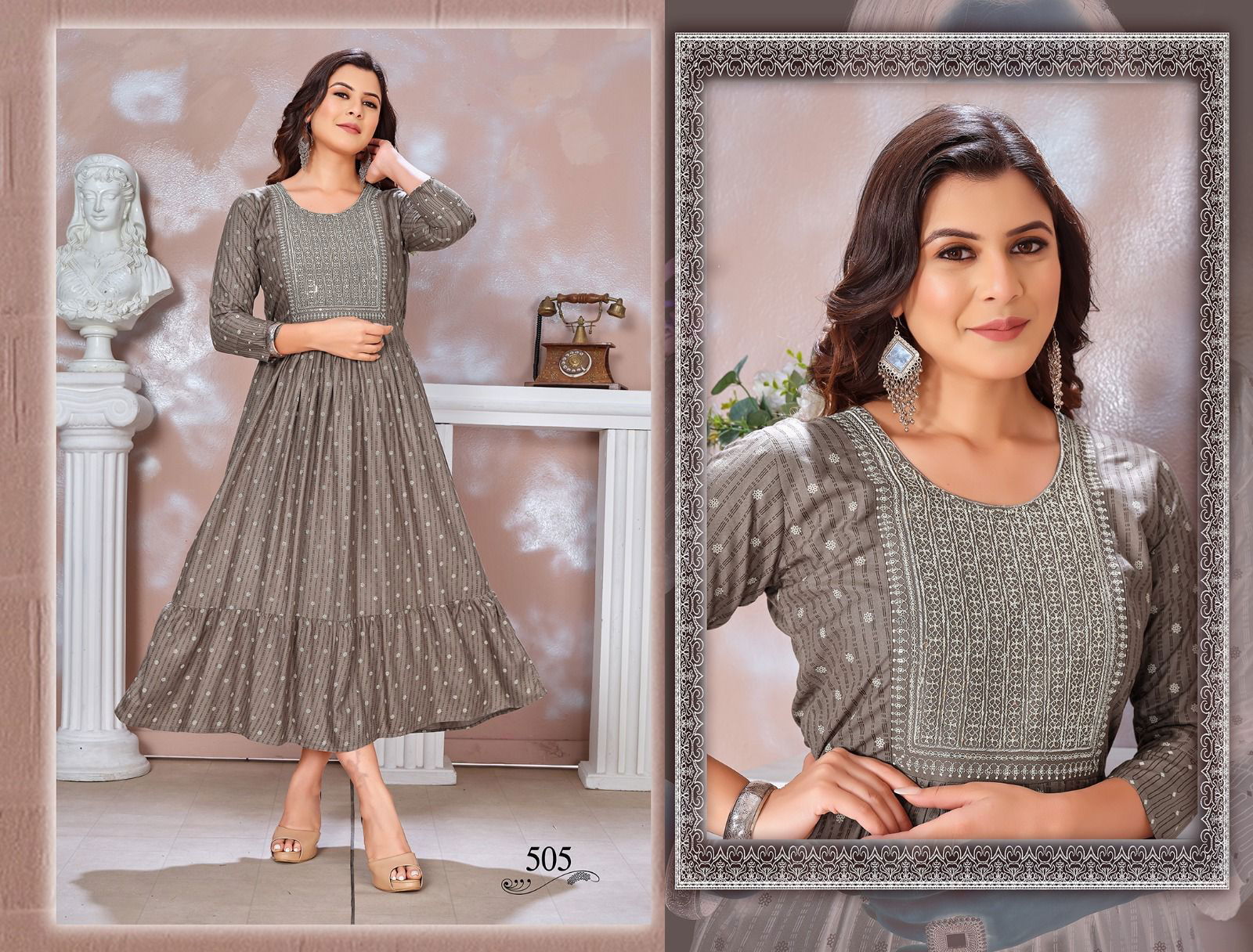 Golden Blessed 3 Printed Long Anarkali Kurtis Catalog
